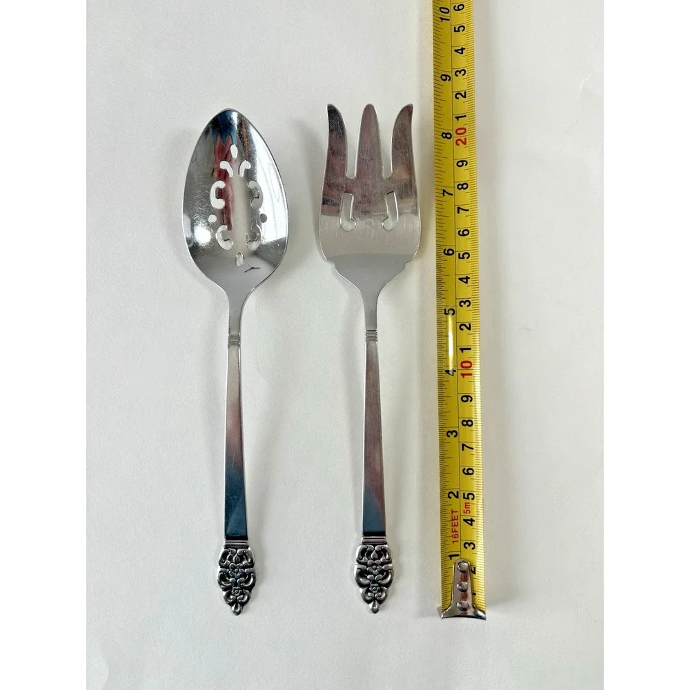2 PC Serving Set‎ NORDIC CROWN Oneidacraft Stainless 1-Fork & 1-Slotted Spoon